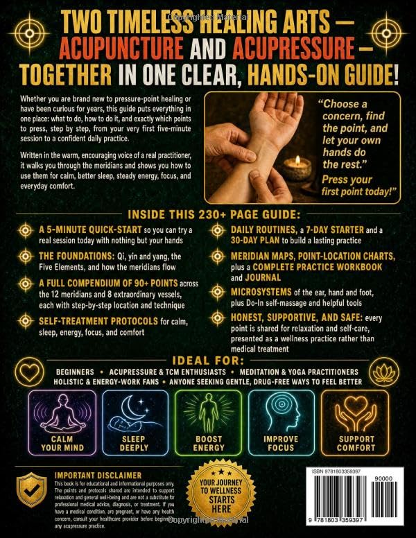 Image of Acupuncture & Acupressure Healing Points: A Compendium of 90 Energy Release Points Across the 12 Meridians and 8 Extraordinary Vessels, with Step-by-Step Protocols and a Practice Workbook
