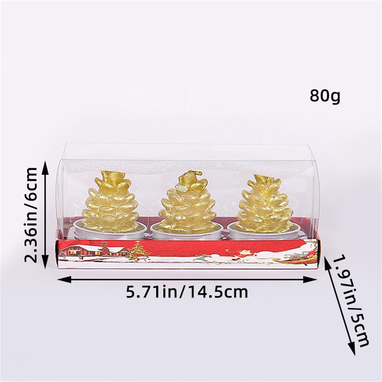 Mini Christmas Candles, Unscented Tea Light Candles with Candlesticks, Santa Claus, Snowman, Pine Cones, Christmas Tree, House Christmas Decor for Party Bedroom Table Decorations, 3pcs/Set (B)