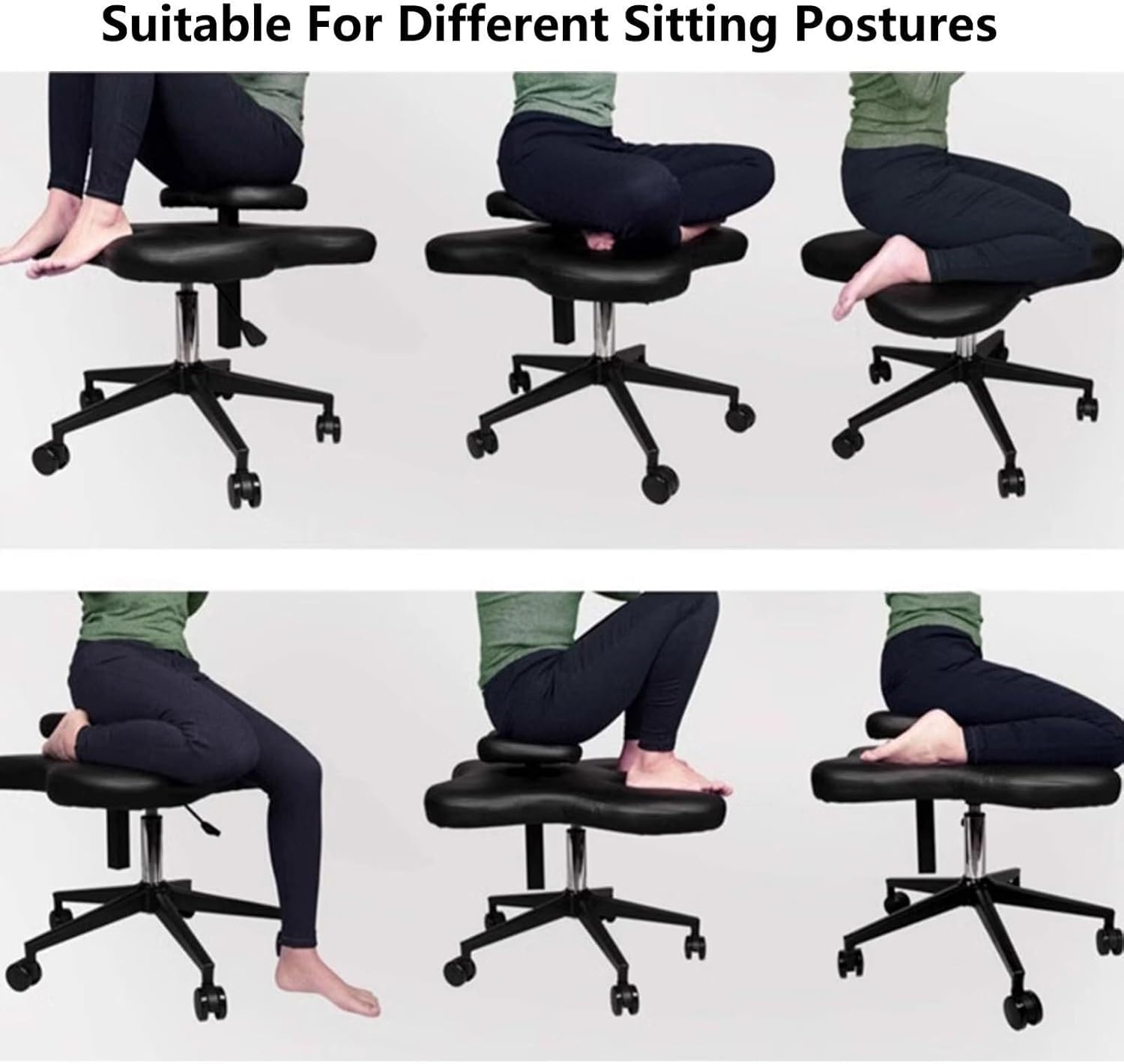 Ergonomic Cross-Legged Kneeling Chair with Brake Casters, Height Adjustable Meditation Chair for Home Office