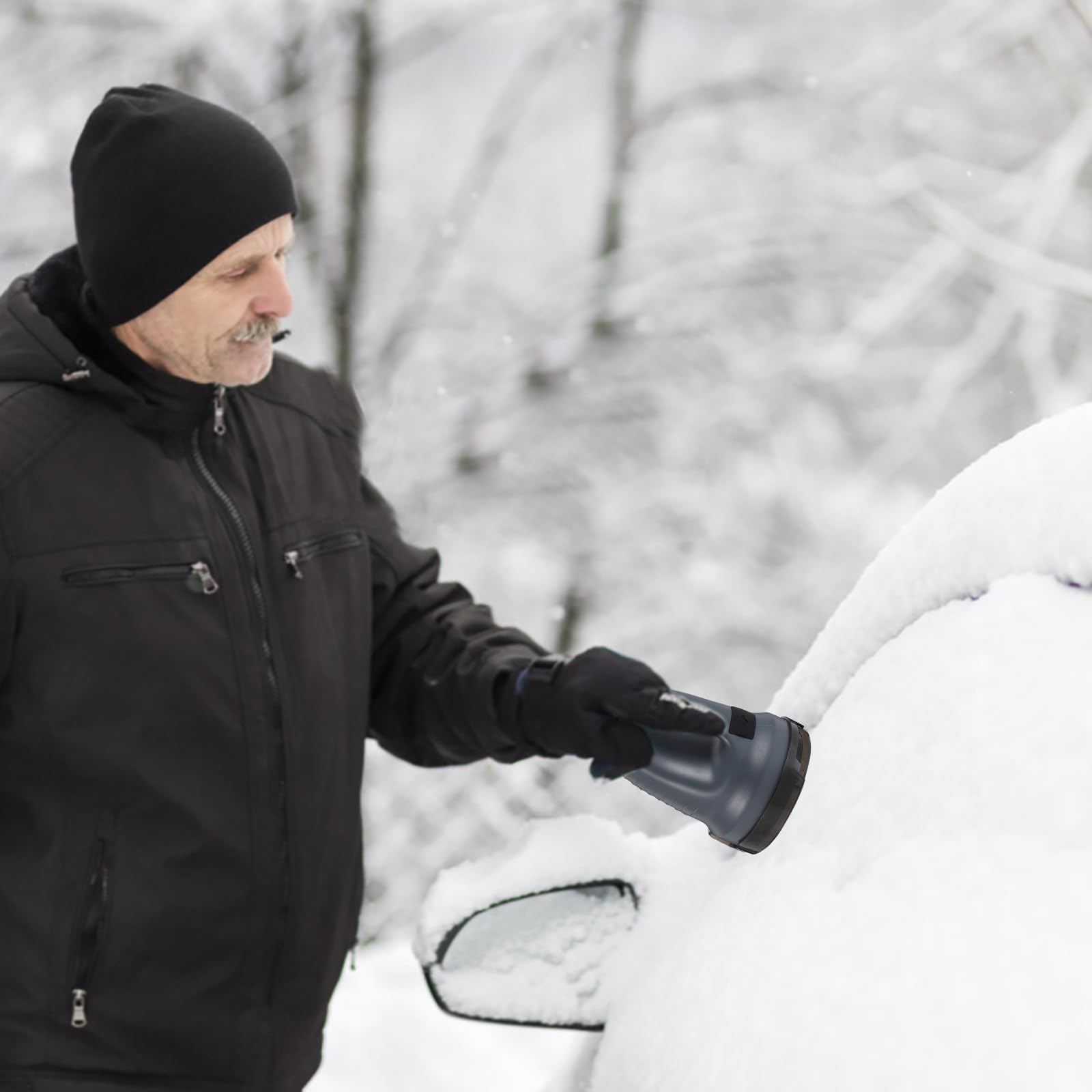 Supvox Elektrischer Eiskratzer für Autos mit USB Ladekabel und Abs Gehäuse | Entfernt Eis und Frost, Wintereinsatz, 3000 Ah Kapazität, Bogengriff