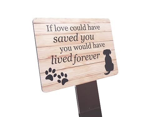 OriginDesigned Placa conmemorativa de perro con estaca de tierra, marcador de tumba de jardín