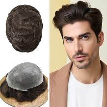 Transparent Ultra Thin Skin Toupee For Men Human Hairpieces For Men 0.06MM Hair Replacement System For Mens Hair Prosthesis 7x9 90% light density3# DARK BROWN