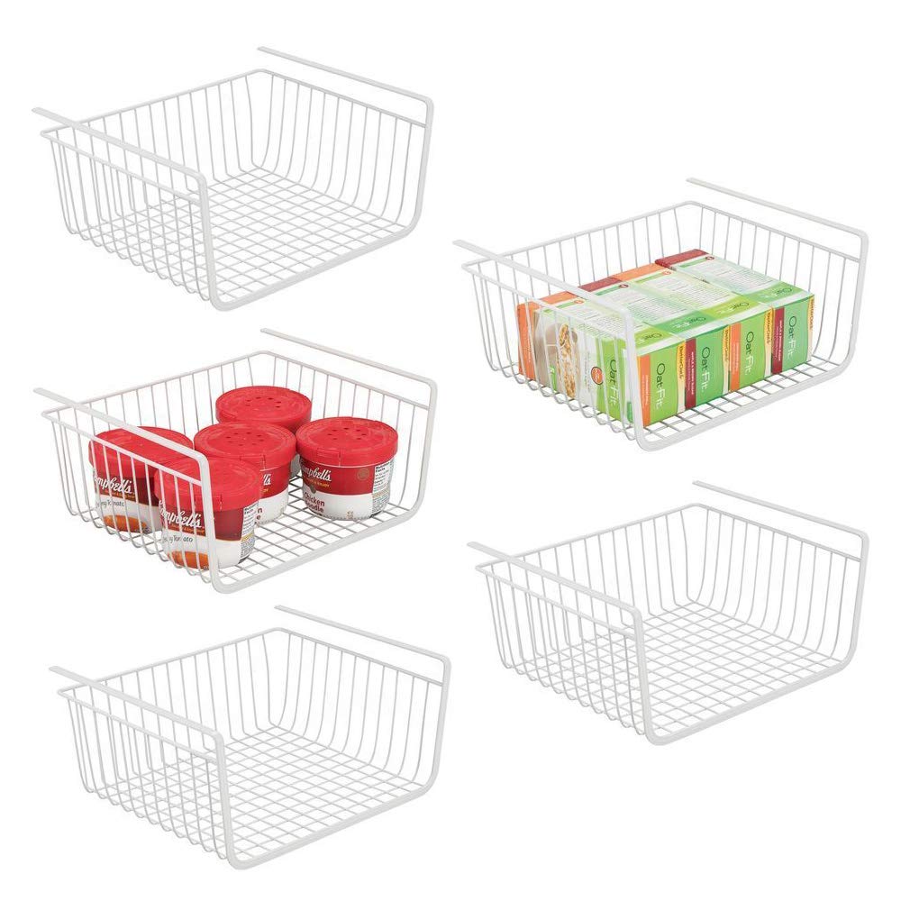 5 Pack Under Shelf Wire Basket, Kitchen Cabinet Organizers and Storage, Rust Resistant Finish