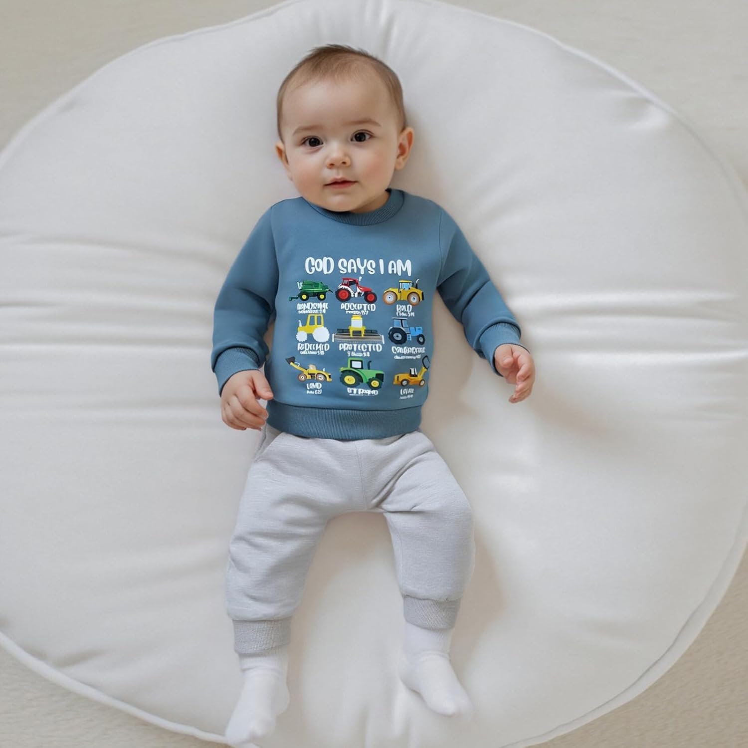 Baby Boy Fall Clothes Set Long Sleeve Truck Tractor Print Sweatshirt Pants Toddler Infant Outfits 6 12 18 24 Months 2T - Image 6