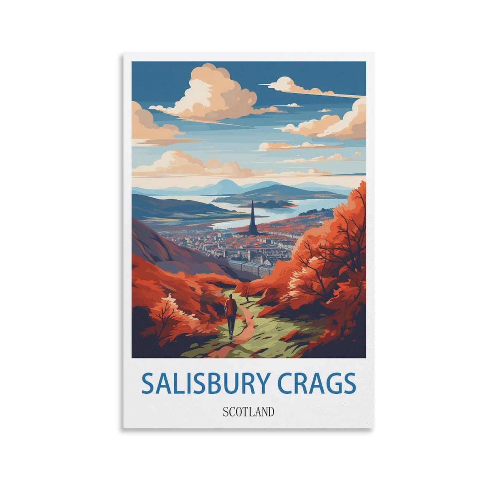 Ezmlfa Men's S056 Diamond Art Kits Adults,Salisbury Crags Scotland,5D Dimond Picture, Crystal Gem Art Crafts For Boys Girls, Diy Mosaic Creations Set For Home Decor 40X50cm