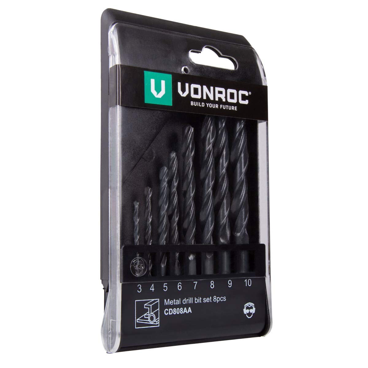VONROC Mèches à métal HSS - 8 pièces, universel - 3 à 10 mm