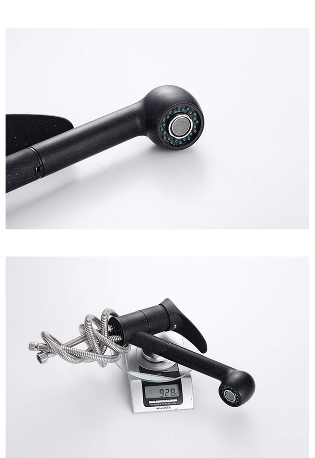 Ottone Rubinetto Della Cucina Nero/Bianco Verniciatura Pull Out Deck Singola Maniglia Montata Da Cucina Acqua Del Rubinetto, Il Nero Con Il Puntino