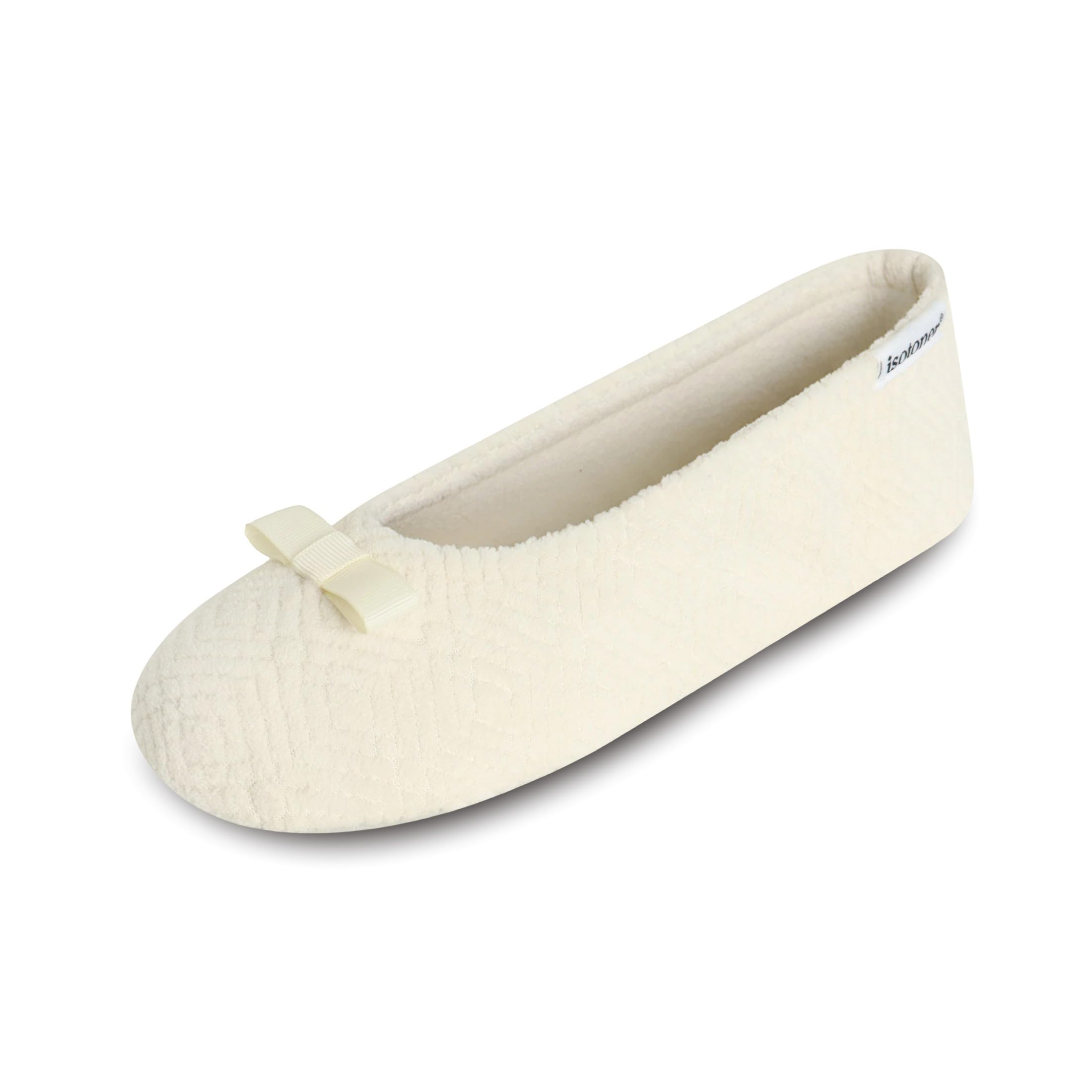 isotoner Women's Diamond Microterry Ballerina Slippers