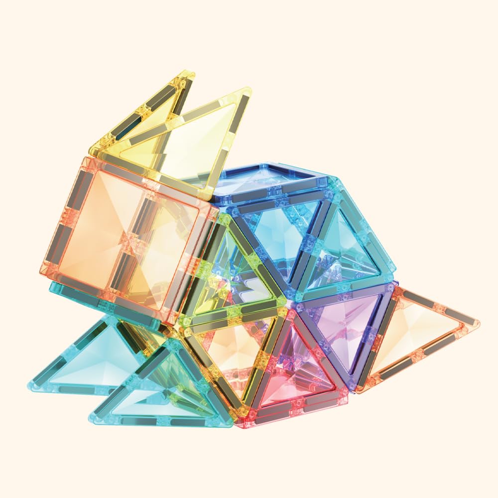 LERNI COLORMAG Magnetbausteine 60 Teile – Magnetisches Konstruktionsspielzeug für Kinder ab 3 Jahren, Mint Lernspielzeug mit Ideenheft, Pastell