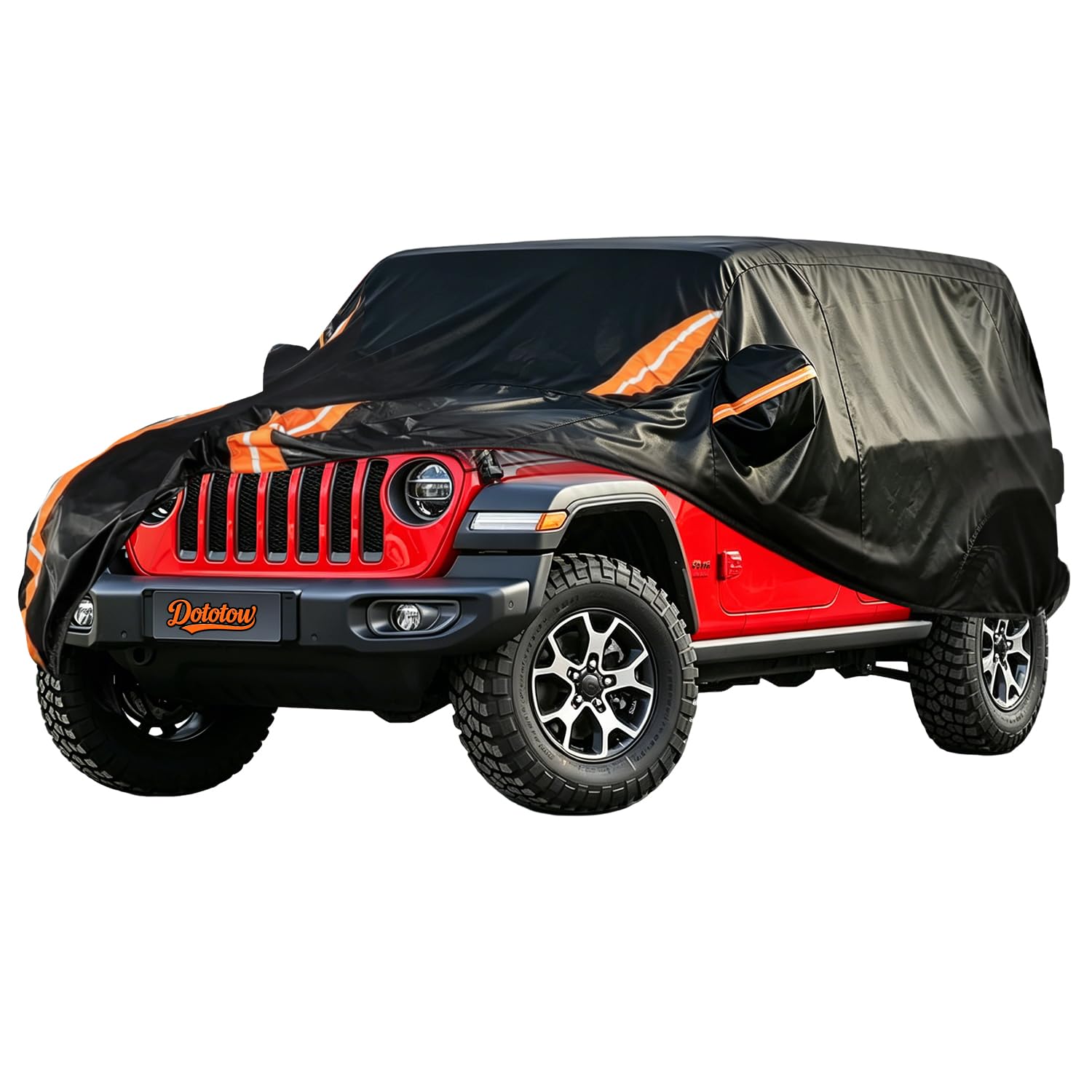 Waterproof Car Cover for Jeep Wrangler 4 Door, Fit for CJ YJ TJ JK JL, All Weather for Automobiles, Outdoor Full Exterior Soft Cotton Lining