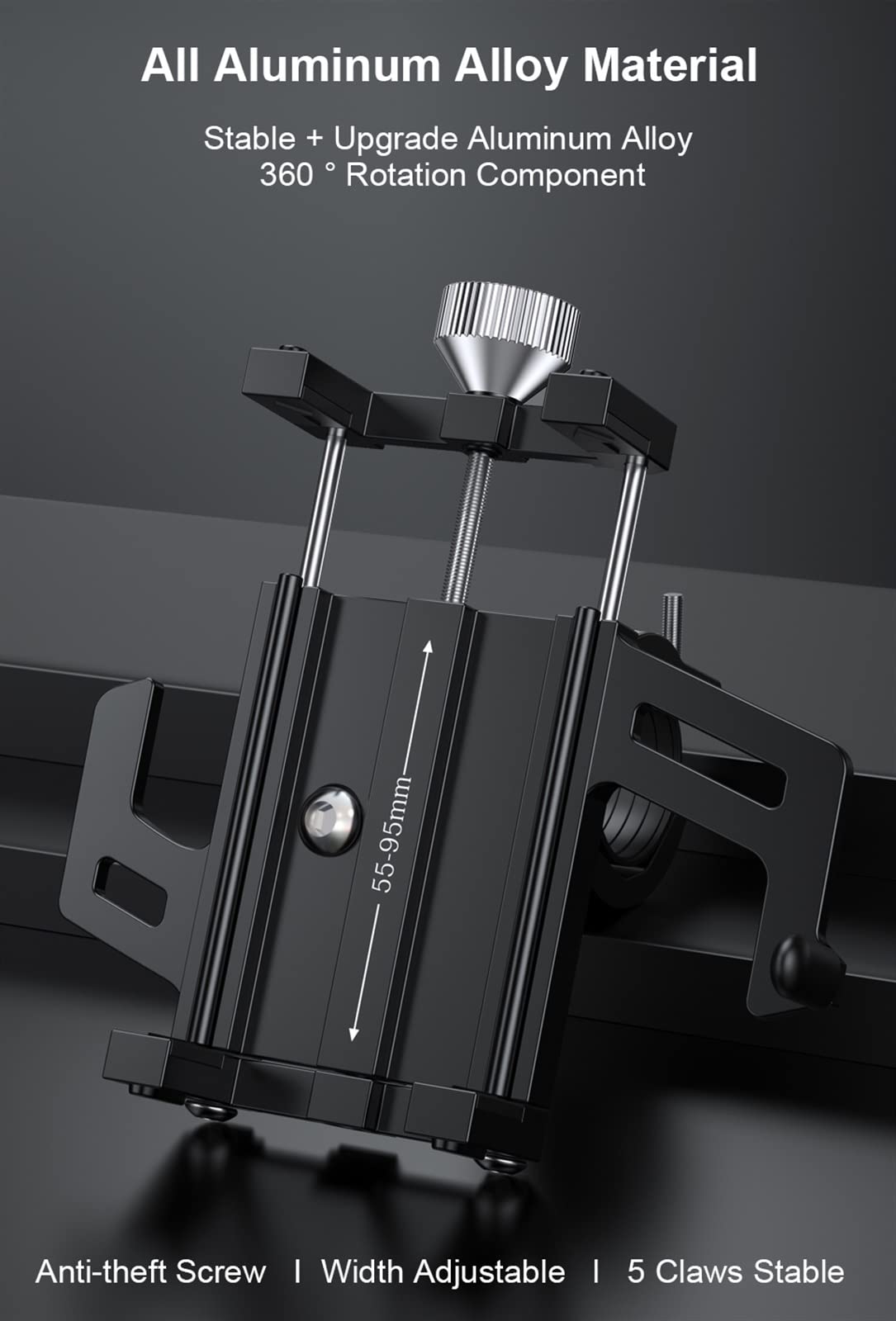 SCOOVY Porta Cellulare Antiurto Supporto per Telefono per Bici da Moto Rotazione A 360 ° Supporto per Smartphone Regolabile Staffa di Navigazione GPS