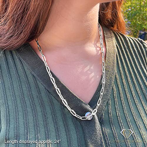 925 Sterling Silver Paper Clip 5.5Mm Rhodium Plated High Polish Solid Cable Link Necklace, Bracelet, Or Anklet Chain, Giorgio Bergamo (18) #TOP3