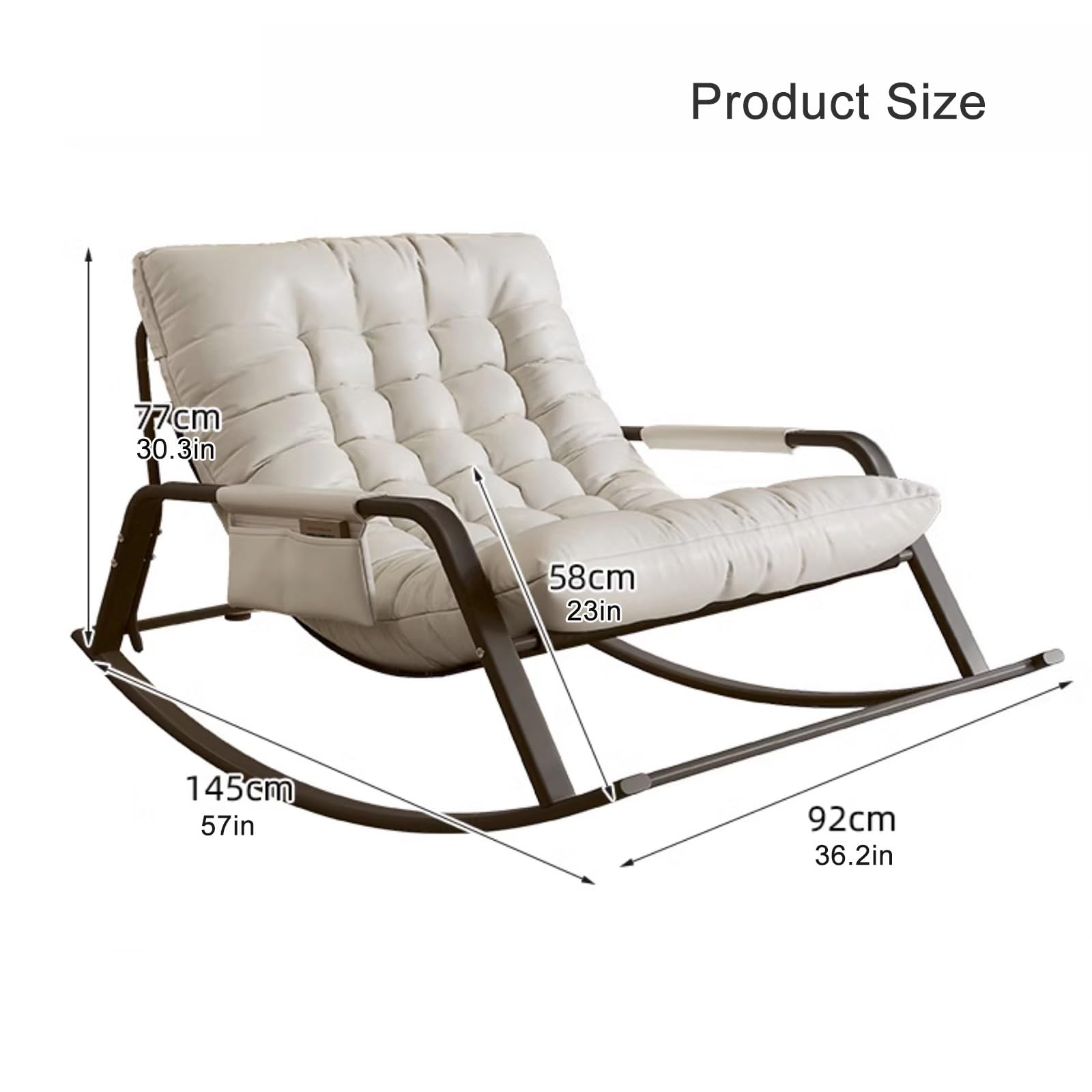 Sedia a dondolo Deluxe Lounge con spesso cuscino imbottito per interni ed esterni, poltrona portatile per balcone e patio