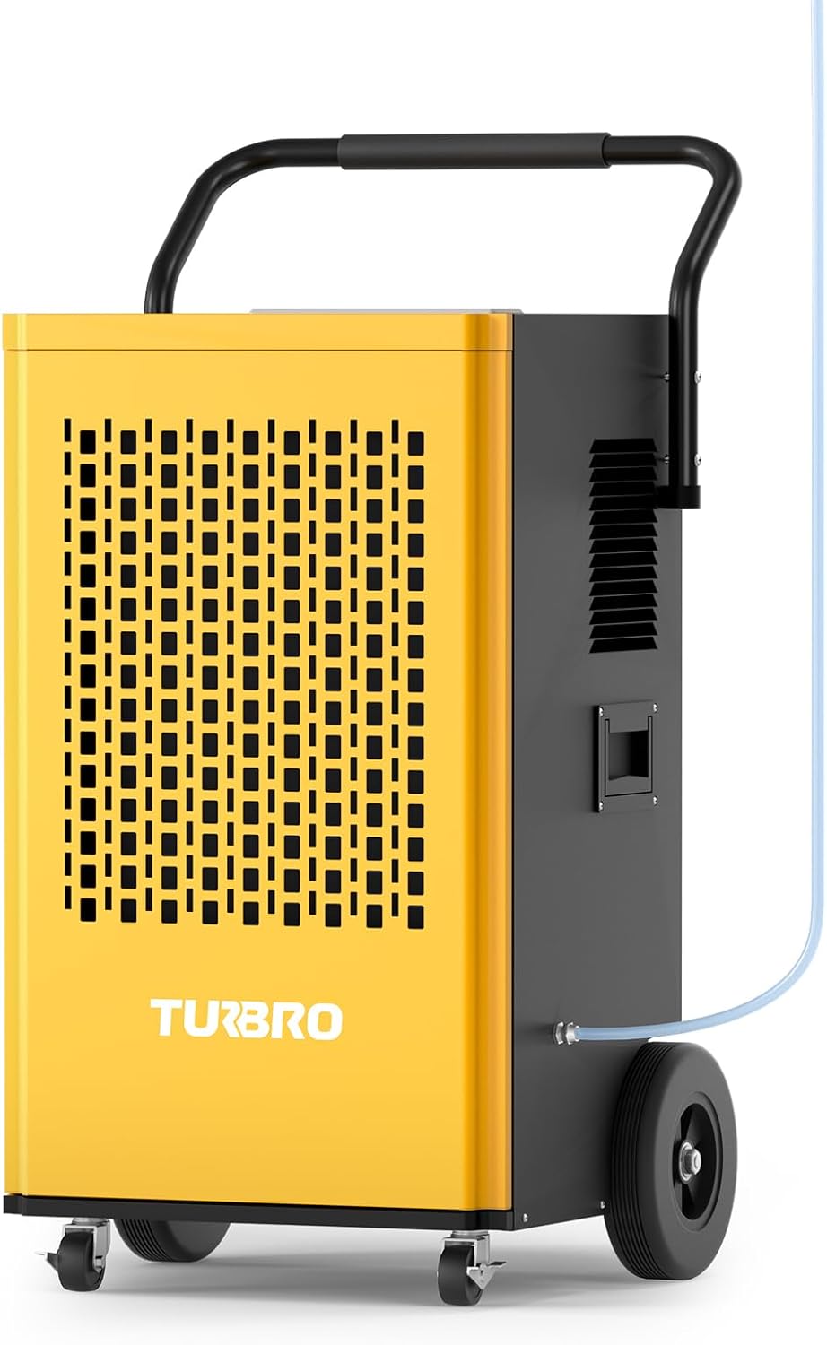 TURBRO 165 Pint Commercial Dehumidifier with Pump, Drain Hose, Industrial Dehumidifier for Large Spaces up to 7,500 Sq. Ft., Rolling Wheels, Faster Defrost, for Basement, Warehouse, Flood Restoration