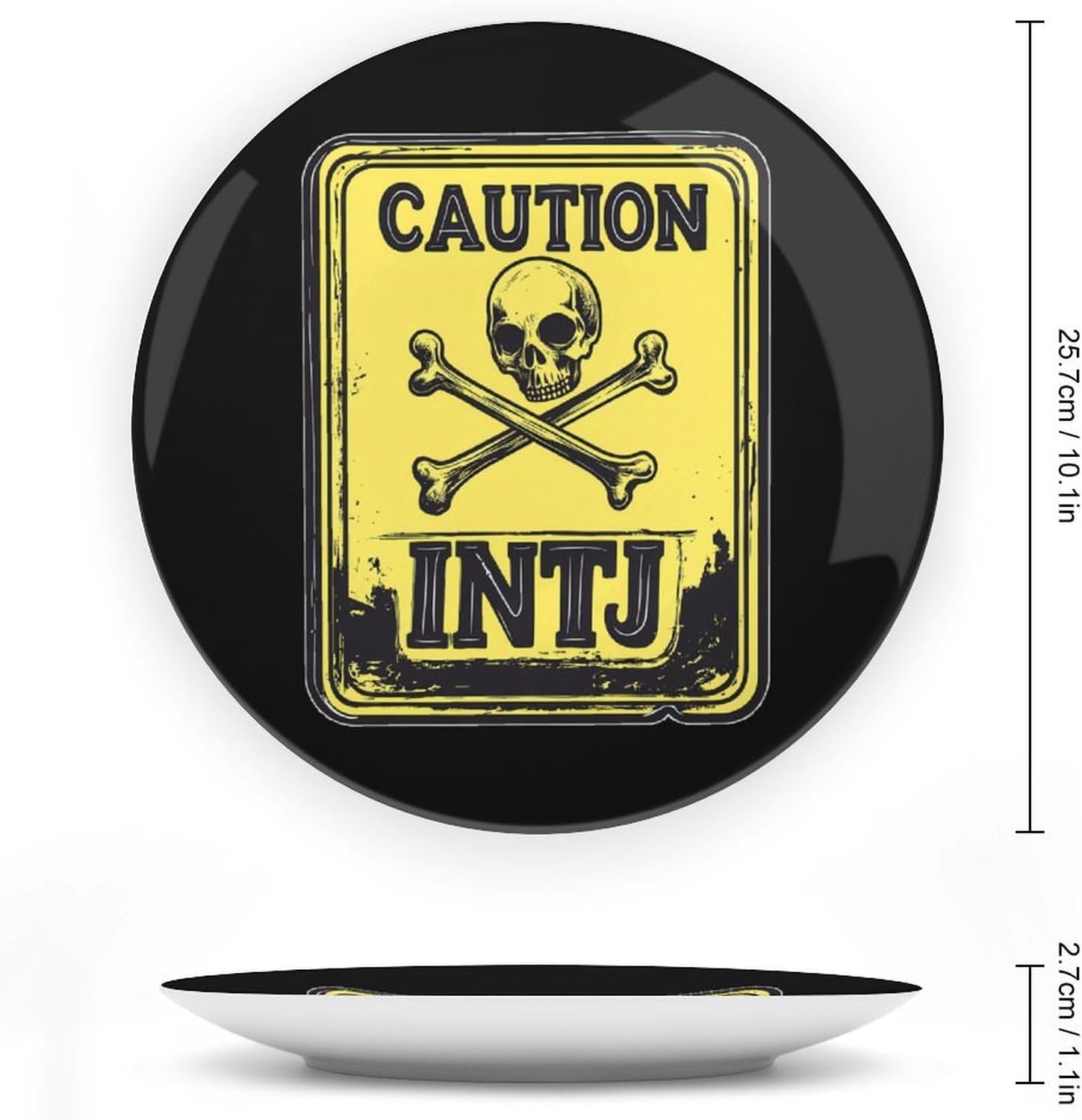 Caution INTJ Warning Sign Decorative Plates for Display Ceramic Plate Tray with Stand Hanger Home Decor