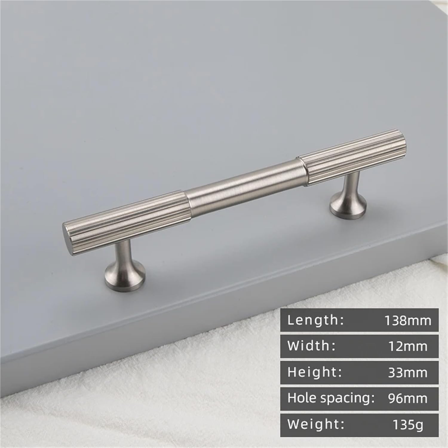 Solid Brass Long Handle Vertical Pattern Vintage Cabinet Drawer Nickel Brushed 1Pcs(CC-96)