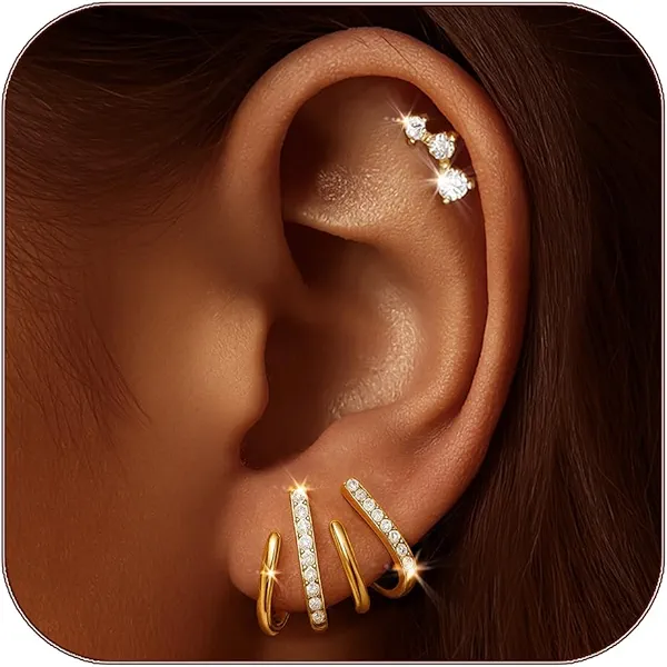 IMBOS Earrings for Women Trendy 14K Gold Stud Earrings Claw Earring Dainty Simple Minimalist Gold Earring Hypoallergenic Jewelry for Women Gifts