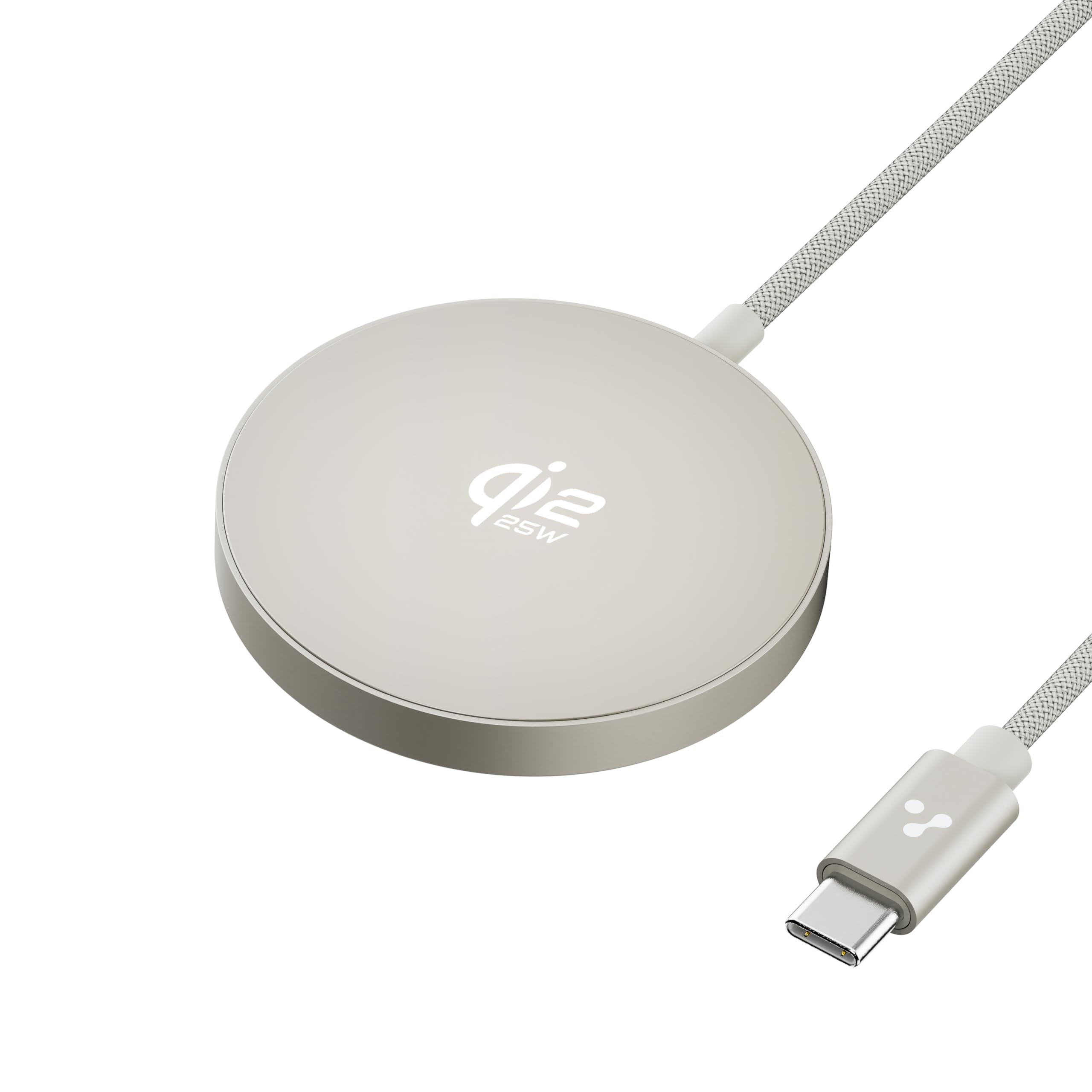 Ambrane 25W Qi2.2 Magsafe Wireless Charger, Fastest Wireless Charging - Charge 50% in 30mins, New Qi2.2 Certified Technology, iPhone 12 to 17 All Models & Android Wireless devices, AerosynQ 2,Titanium