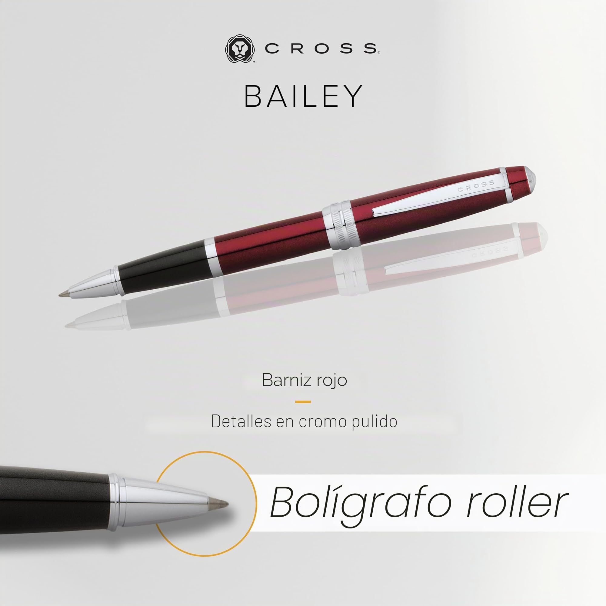 Cross Bailey - Bolígrafo (lacado, detalles en cromo, incluye recambio de tinta), color rojo