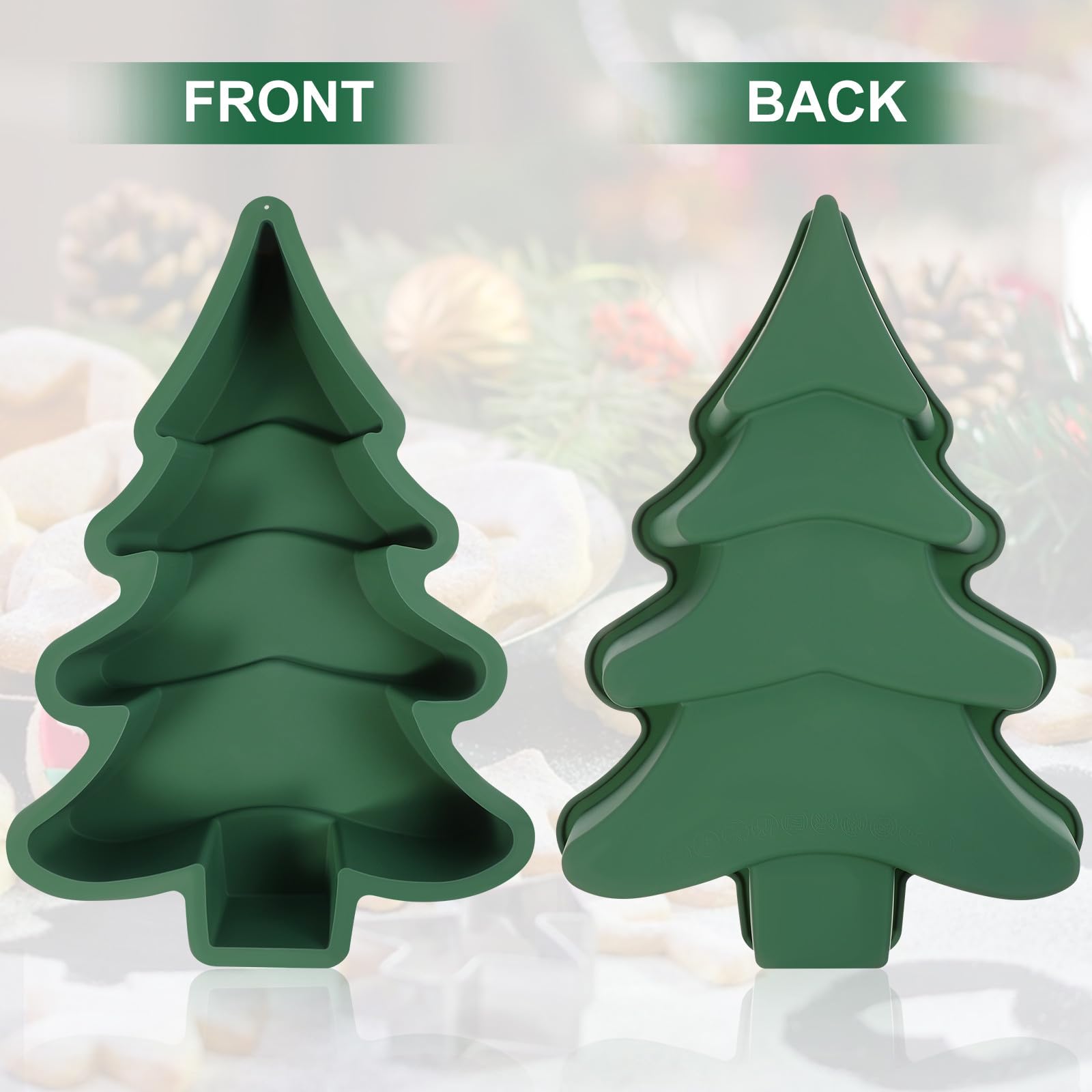 NOLITOY 4 Piezas Molde de Silicona Árbol de Navidad Verde para Pastel