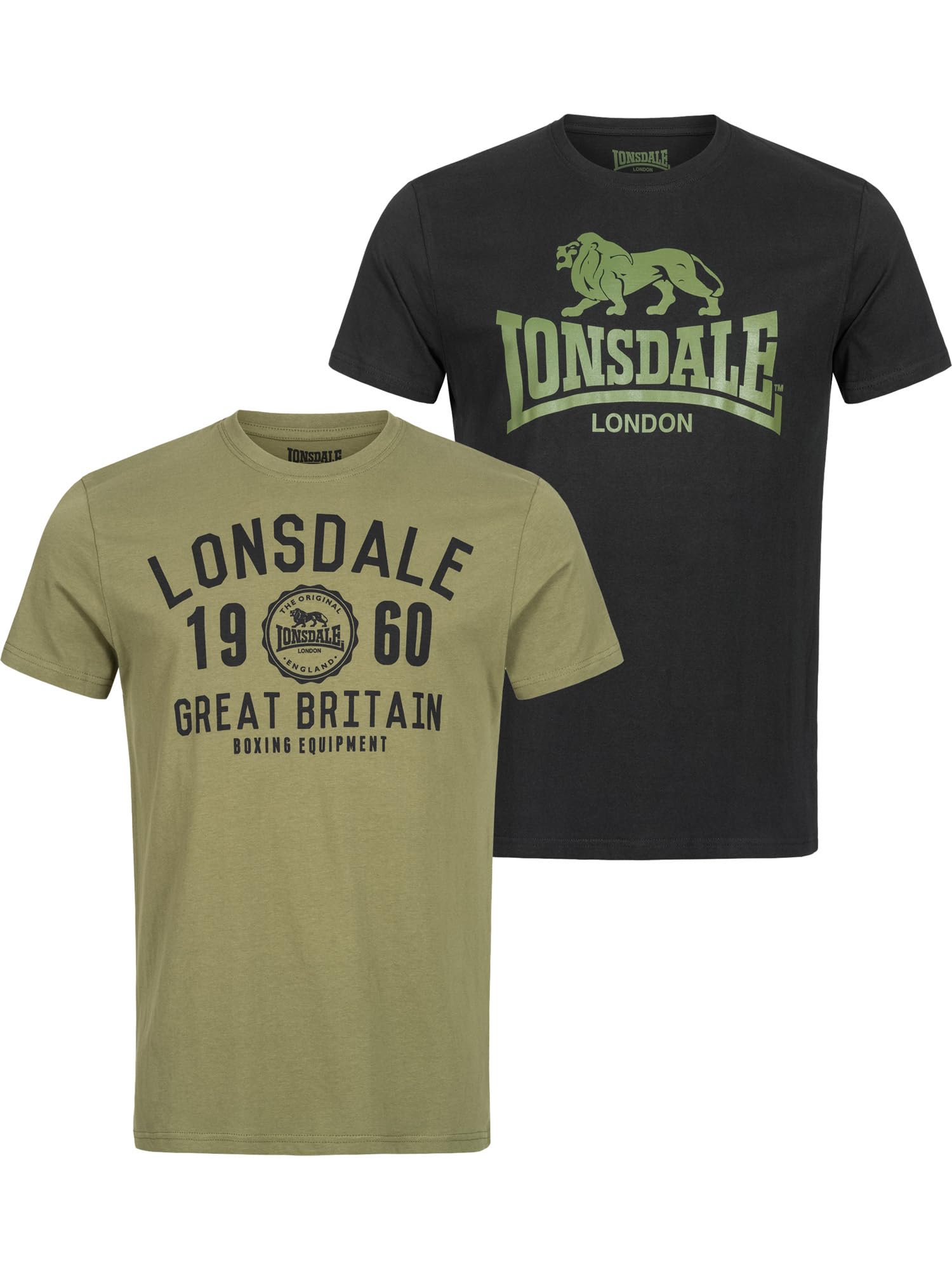 Lonsdale Herren T-Shirt Normale Passform Doppelpack Bangor