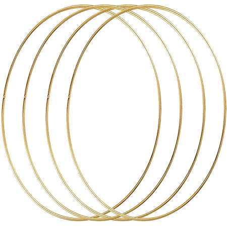 Sntieecr 4 Pack 12 Inch Large Metal Floral Hoop Wreath Macrame Gold ...