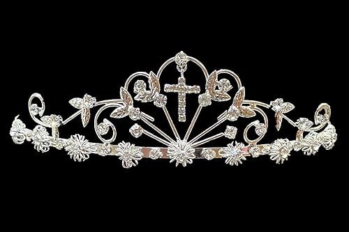 Miniatura 2 de Pink Princess Velo de Niñas con Tiara - Velo de Primera Comunión para Niñas 7-16 - Velo de la Primera Comunión - Velos para Primera Comunion, Blanco