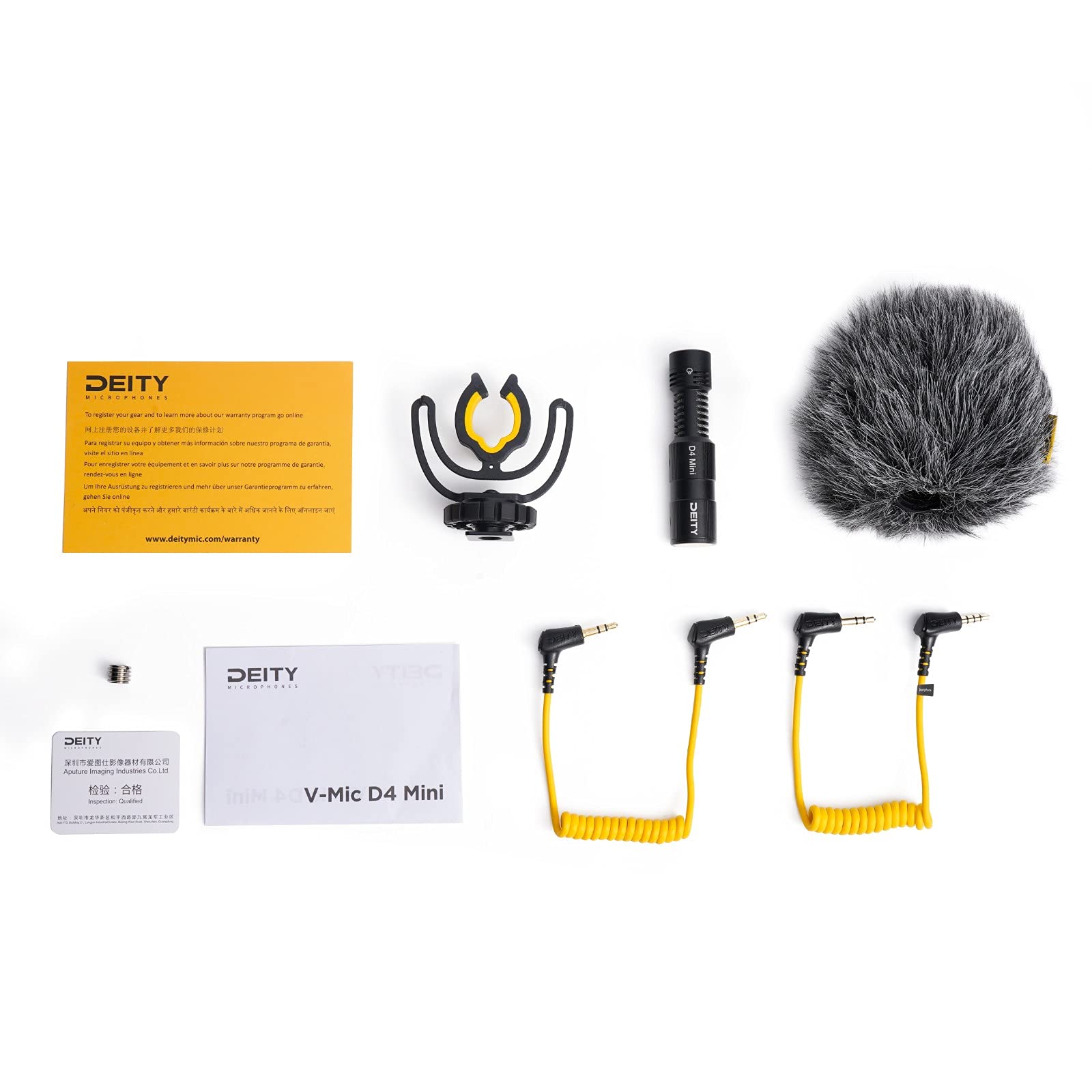 Deity V-Mic D4 Mini micrófono de montaje en cámara de audio direccional tipo escopeta, soporte de choque compensado, protección contra el viento de hasta 20 mph para Vlog, cámara DSLR, podcast,YouTube