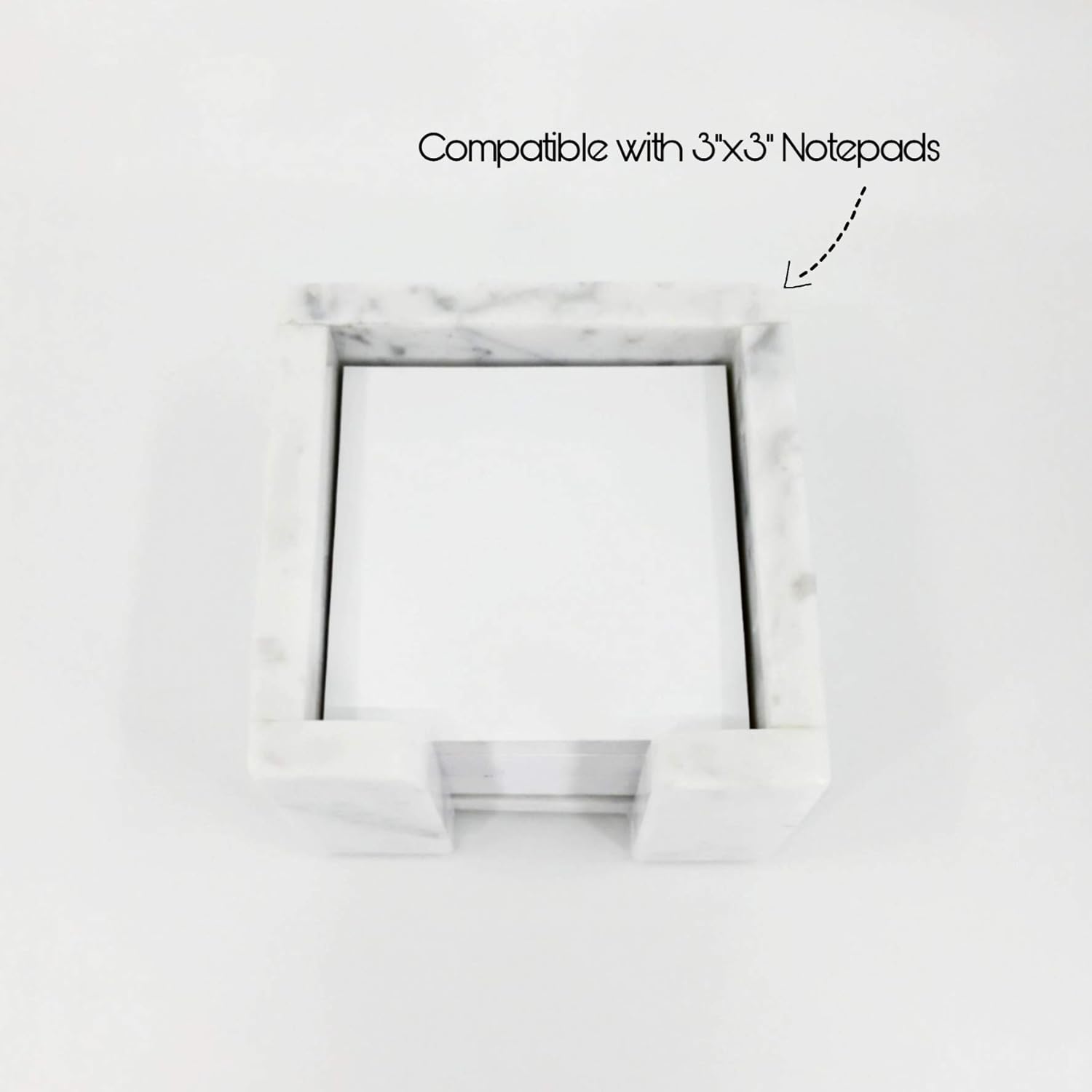 Sticky Memo Pad Note Cube Holder Marble Home Office Desk Accessories White Decor for Women Friend