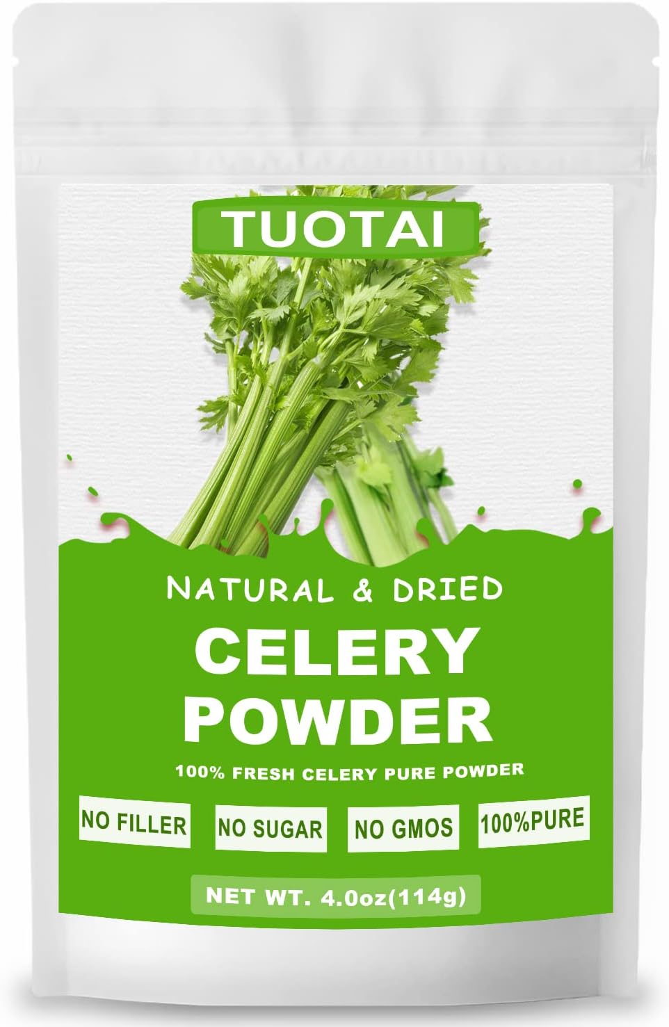 Premium Celery Powder, 100% Natural Celery Powder Rich in Antioxidants, Minerals and Fibers, GMO Free, No Additives, Vegan