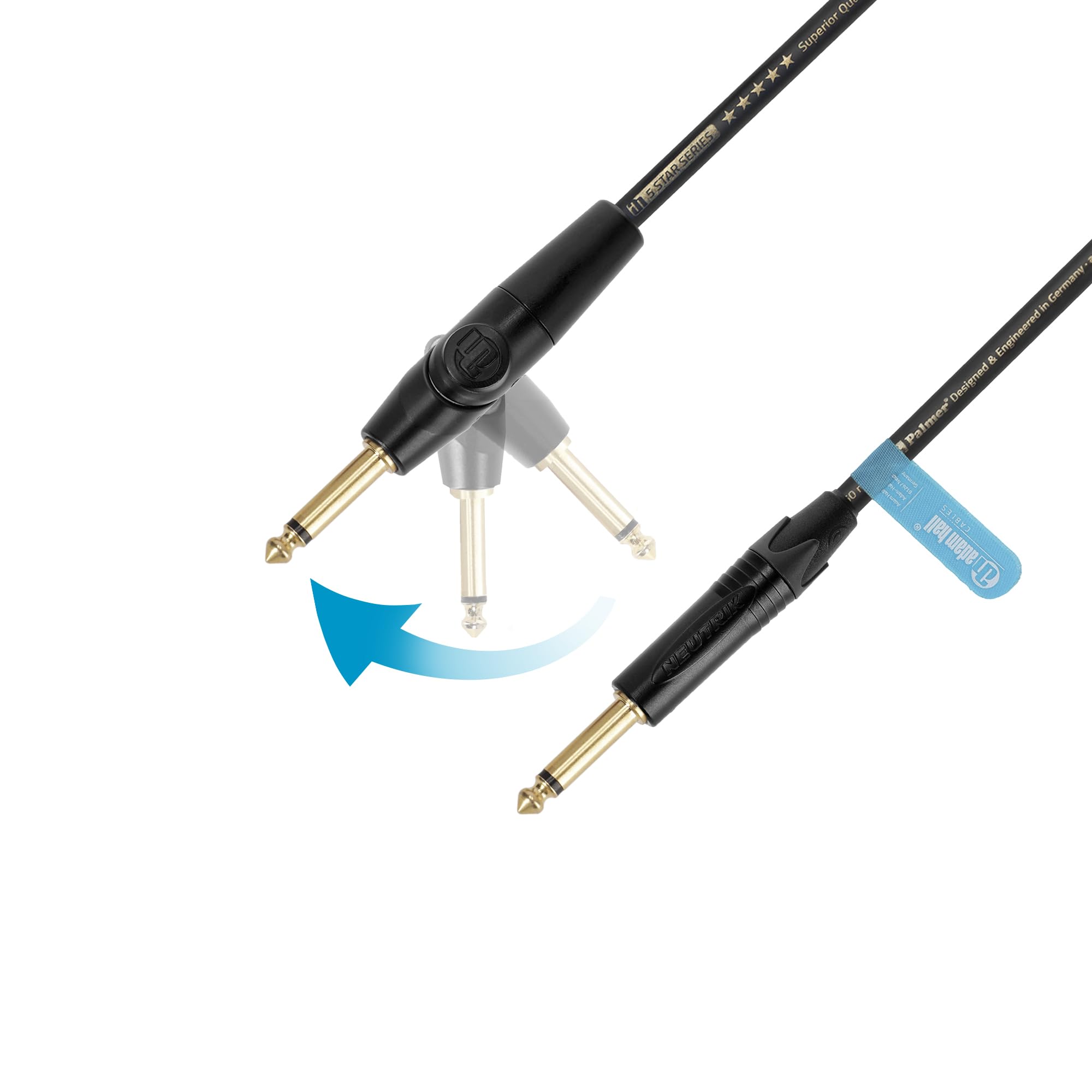 Adam Hall Cables 5 STAR IPPR 0900 FLIPJACK - Cavo per strumenti, Palmer Adam Hall FLIPJACK, Jack diritto e angolato, 9 m, nero