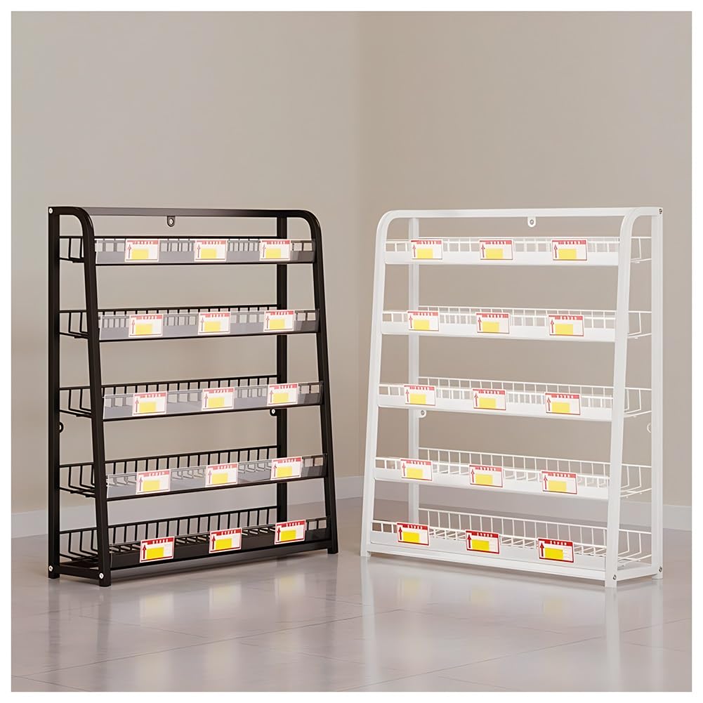 5-stöckiges Metall-Snack-Display mit Preisschild-Halter, Tisch- und Bodenständer für Kaugummi, Getränke und Snacks, perfektes Schaufenster für den Einzelhandel