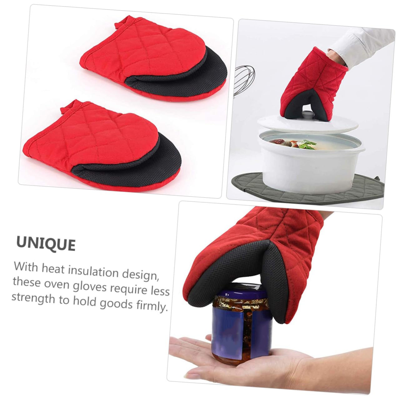 Moufles Isolant Thermique Cuisine Rouge, Paire, pour Cuisson