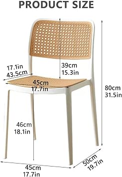 Living Room Accent Chair Plastic Guest Reception Chairs Leisure Patio Chair Dining Chair for Kitchen Dining Room Restaurant, Hollow Backrest & Seat (Color : Black)
