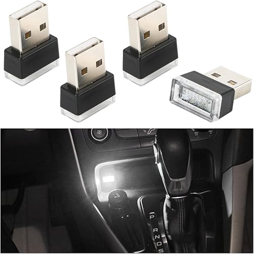 Bittwee 4 lámparas LED USB para el interior del automóvil, decoración interior de automóvil, kit de iluminación ambiental portátil mini LED