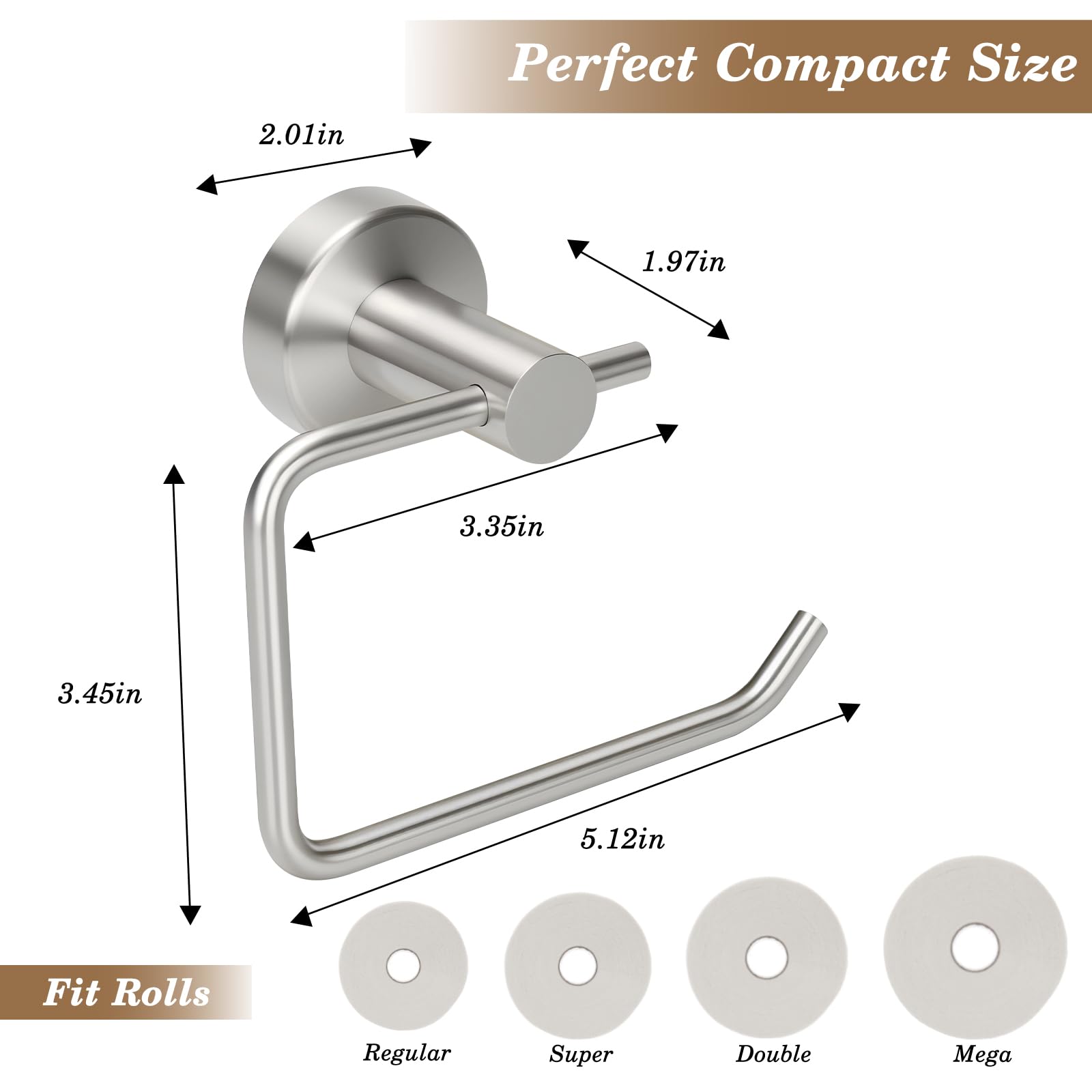 Brushed Silver Toilet Paper Holder, Stainless Steel Toilet Roll Holder Wall Mounted with Drill Installation, Fingerprint-Resistant & Rustproof Bathroom Tissue Holder — Amazon image 4
