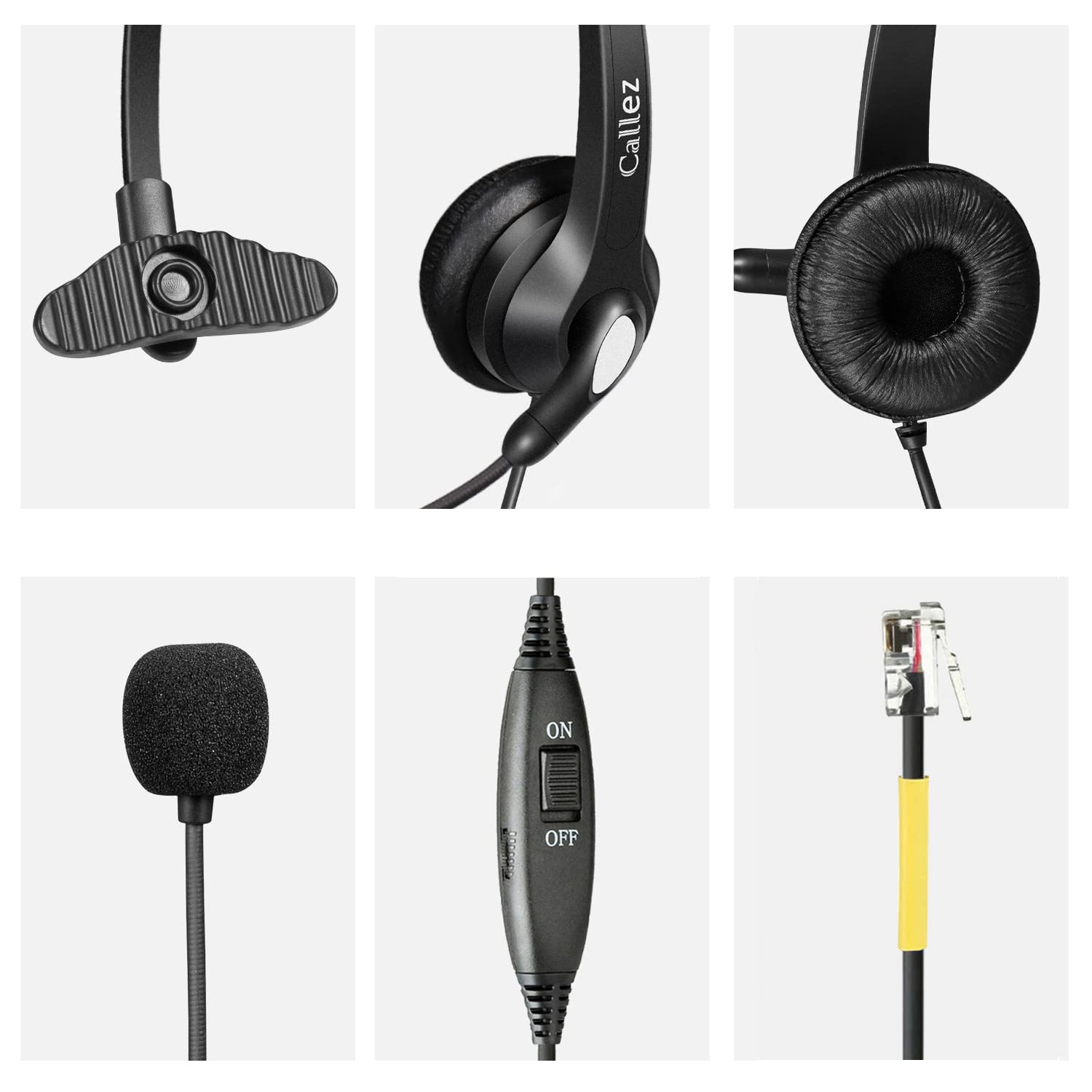 Casque Téléphone Fixe RJ9 avec Micro Anti-Bruit, Oreillette Filaire Compatible avec Grandstream GXP1610 Yealink SIP T41P T42S T46 T48S Snom 300 320 712 Avaya 9608 J179 Panasonic Bureau Centre d'appel