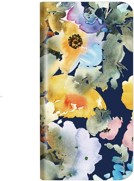 Aquos R2 SH-03K/SHV42/SoftBank Thin Design PU Leather Case, Design+, Flower Navy
