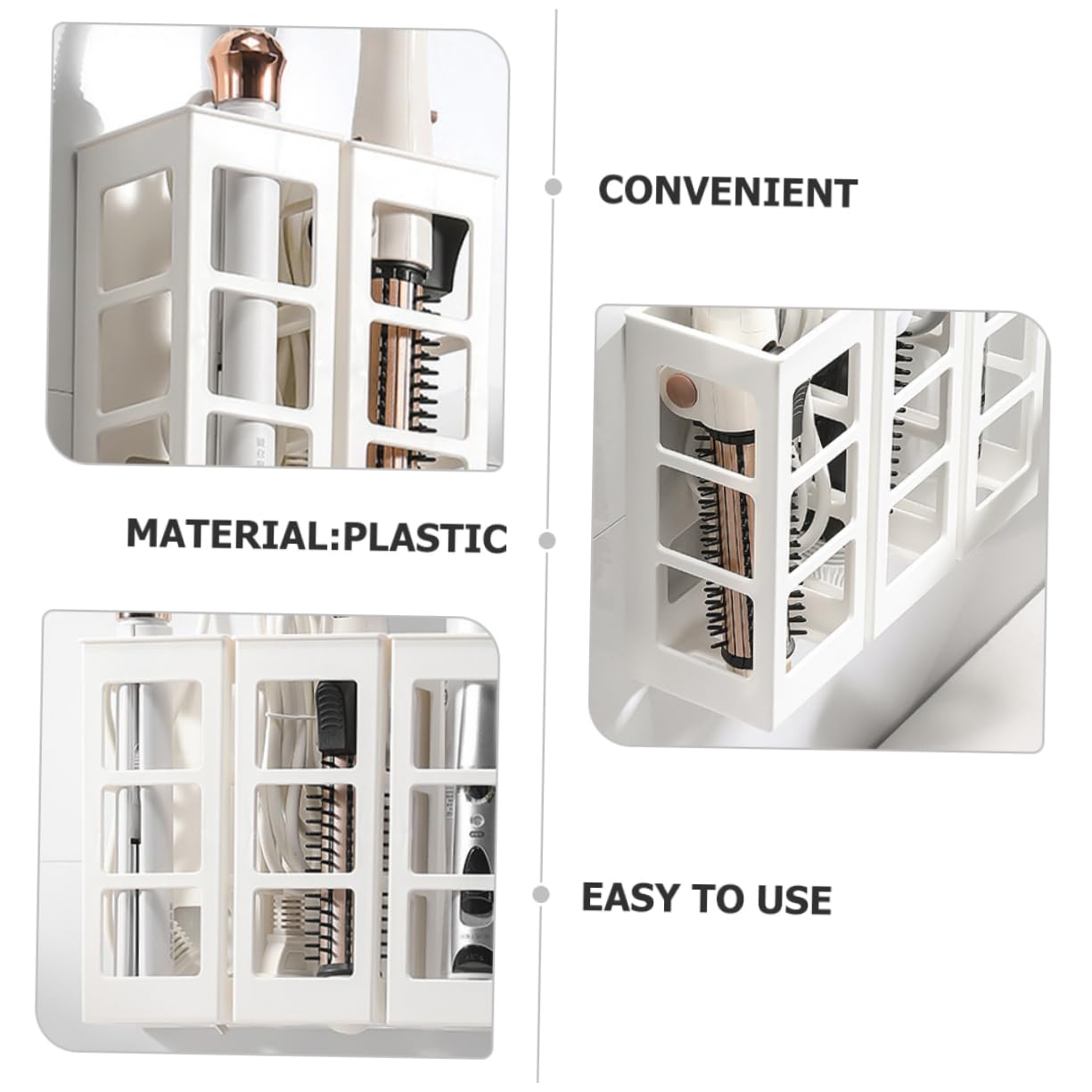 SOLUSTRE Wall Mounted Hair Tool Holder Stylish Bathroom Organizer for Hair Dryer Curling Straightener Space Saving Appliance Rack Easy Installation Strong Load Bearing Capacity