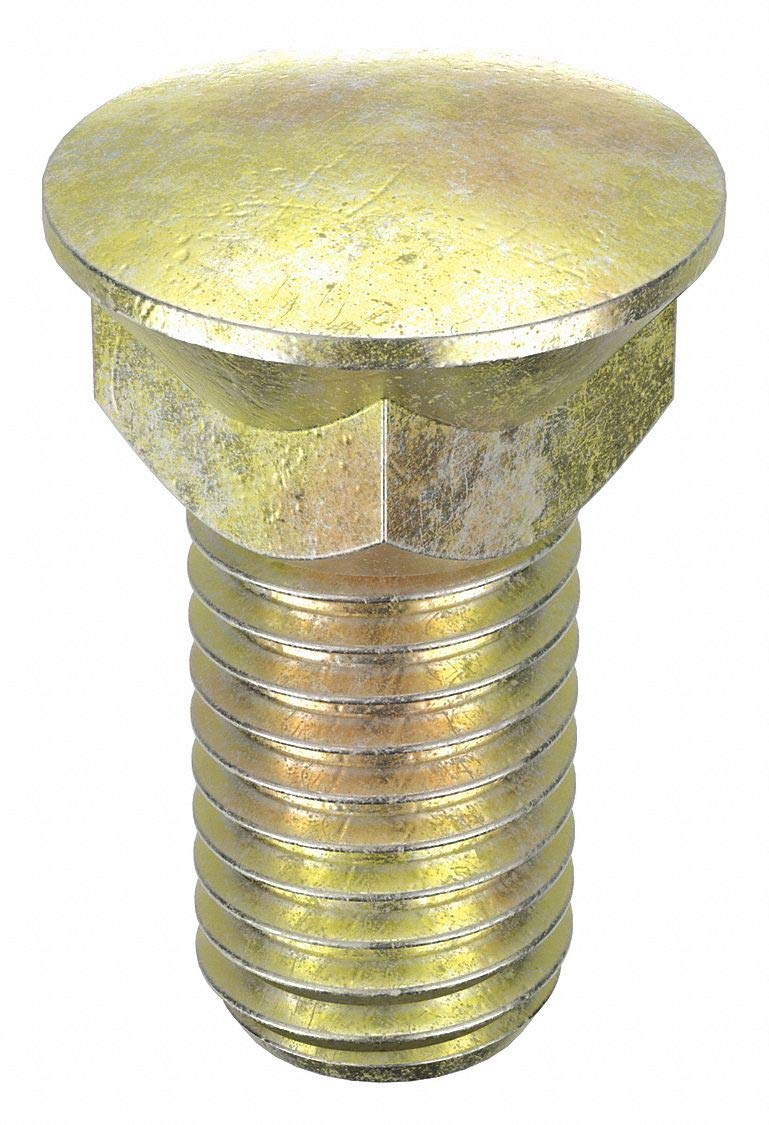 5/8Inch-11 Alloy Steel Square Neck Plow Bolt, 1 1/2 Inl, 10 Pk, Grade 8, Zinc Yellow Finish,20400006864