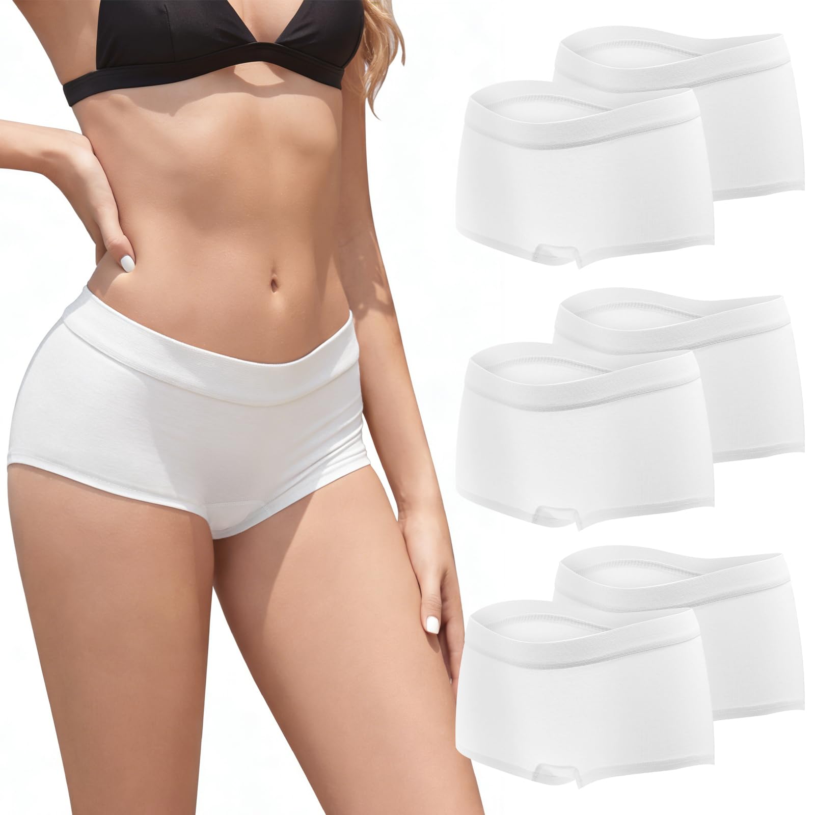 Pack de 6 Boxer Mujer Algodón Ropa Interior Boxers Short Corto Elástico