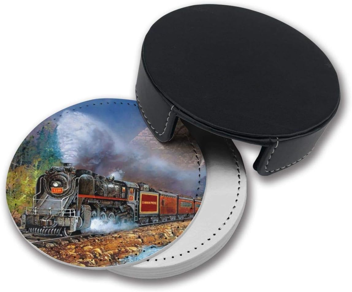Exсluѕіvе Dіѕсоunt 80% оƒƒеr Locomotive Train Art Steam Modern Coaster Drink Gift To Friends Man Woman's Unique Gift Funny Birthday Housewarming Gift Apartment Kitchen Room Bar Decoration Set Of 6