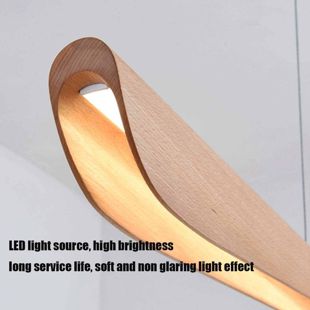 Bellastein LED Pendelleuchte esstisch holz Dimmbar, Moderne Hängelampe mit Fernbedienung,Linear Design Hängeleuchte Esstisch lampe, Höhenverstellbar Holzlampe für Esszimmer Büro Küchenlampe (120cm)