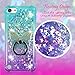 ZASE Design Case Compatible with iPod Touch 7th, 6th, 5th Gen Liquid Glitter Sparkle Bling Shockproof Cute Floating 3D Butterflies Quicksand w/Phone Ring Holder Stand (Gradient Aqua Purple)