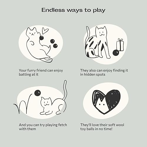 Miniatura 4 de MEOWFIA Juguetes de bolas de lana, paquete de 6 pelotas seguras para gatos y perros pequeños, juguete de lana de fieltro de 1.5 pulgadas para gatos