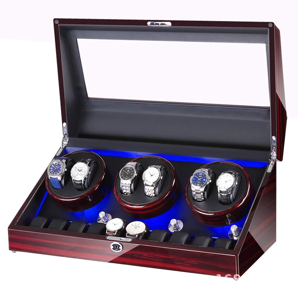 CGCSYZ Automatic Watch Winder Case,6 +10 Storage Display Box Case With Extremely Silent Motor,5 Rotation Mode Settings,Suitable For Most Wrist Watches (B)
