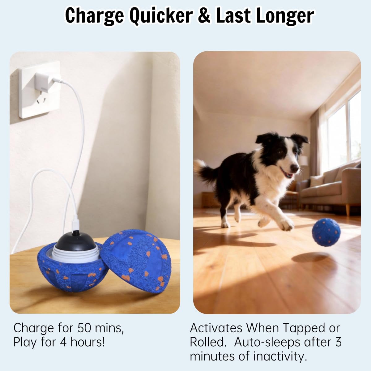 Interactive Dog Ball, Automatic Self-Rolling Moving Ball for Dogs, Smart Jumping Dog Toy for Small Medium Large Breeds, USB Rechargeable Active Pet Toy, Durable E-TPU Shell