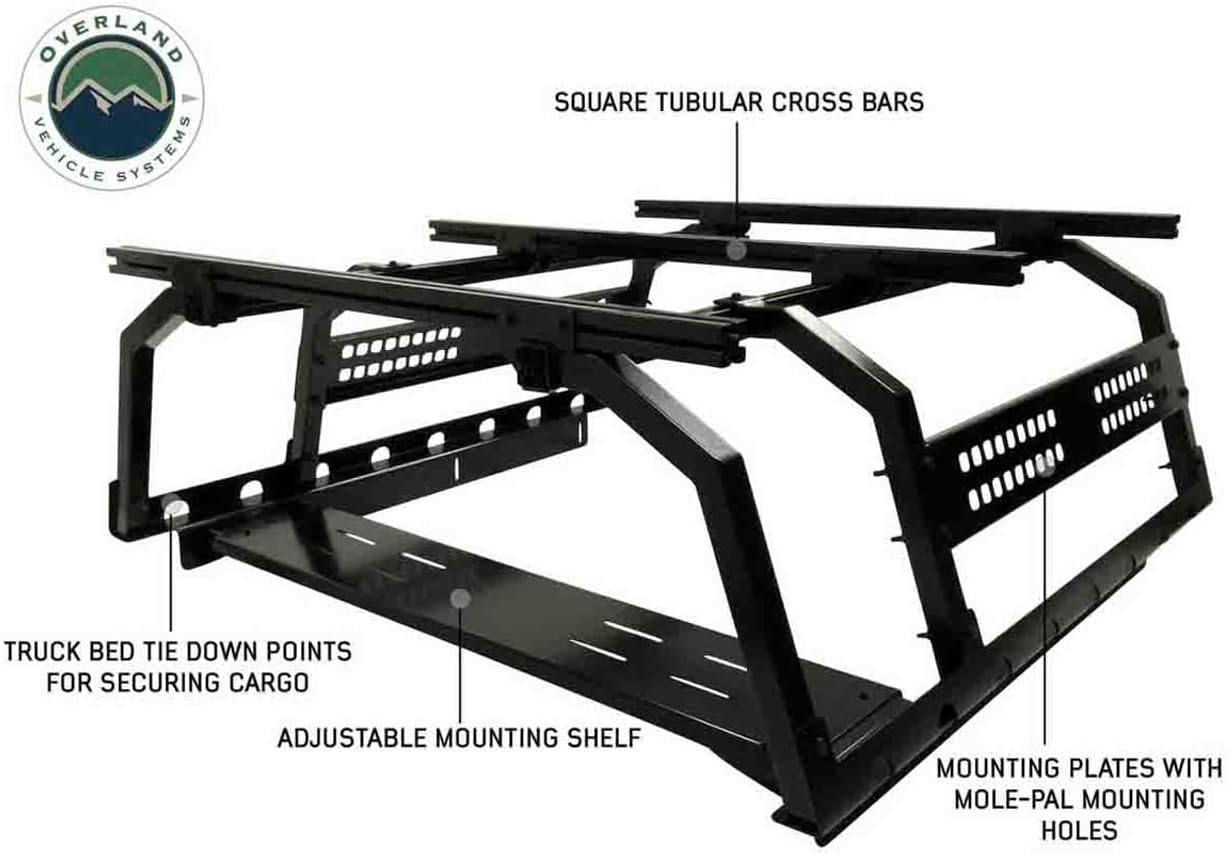 Overland Vehicle Systems Discovery Bed Rack - Full Size Truck Short Bed 5.5ft Bed Application, Black, 22030201