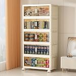 Storage Box with Lids, Large Plastic Storage Bins for Home Office, Collapsible Stackable Storage Totes with Wheels, Space Saving Closet Organization Containers for Garage Bedroom Bathroom(5-Tier)