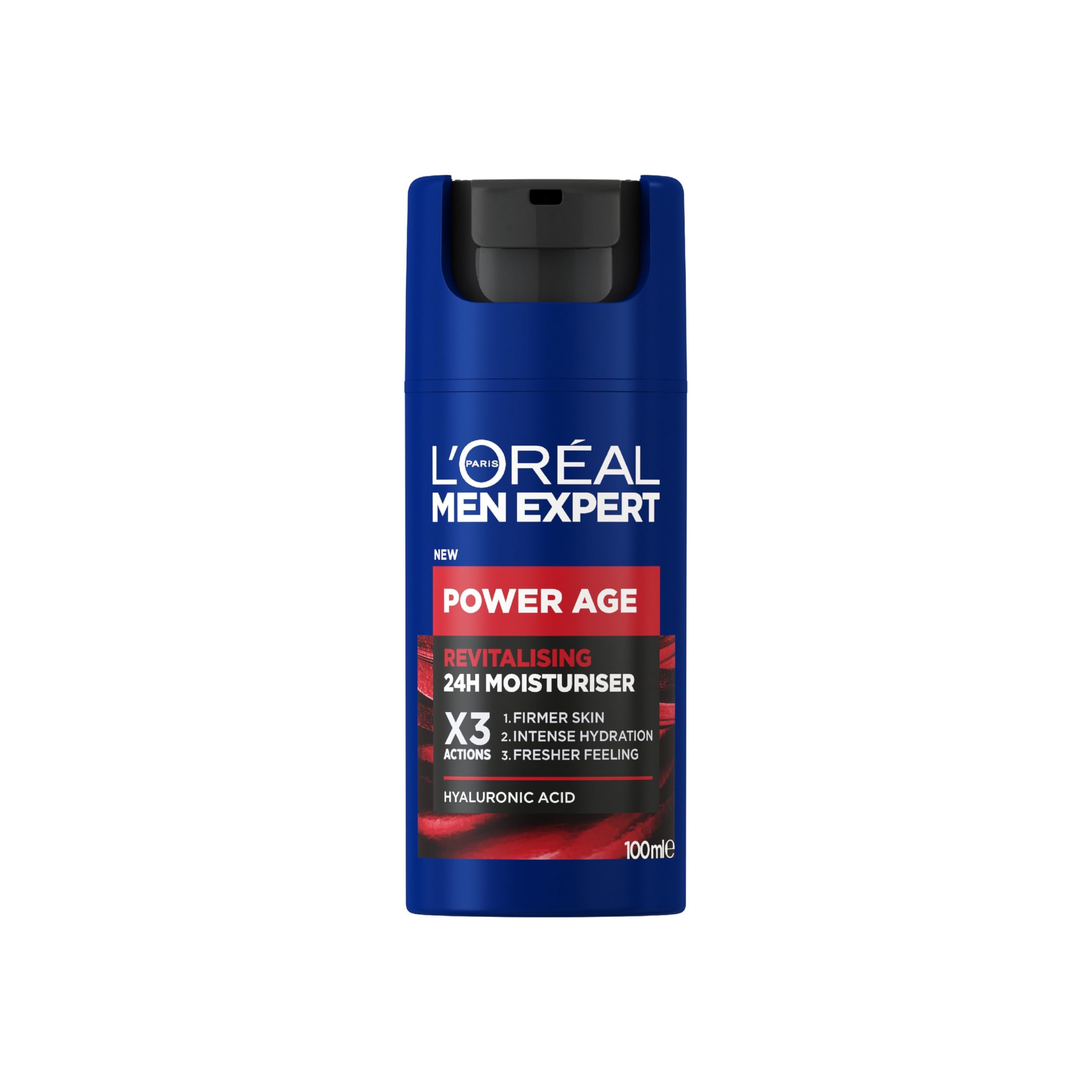 L'Oréal Men Expert Power Age Hyaluronic Acid Moisturiser XXL, Empower Your Skin to Age Better, Hydrates, Firms, Protects, and Smooths, Fights Early Aging, Apply Daily for Revitalised Skin, 100ml